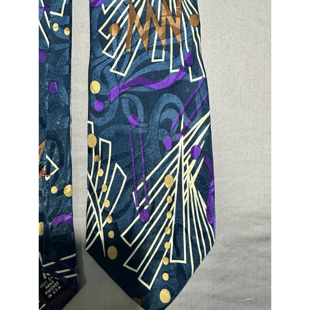 VTG Zenio‎ MCM Art Deco Geometric Multicolor Necktie